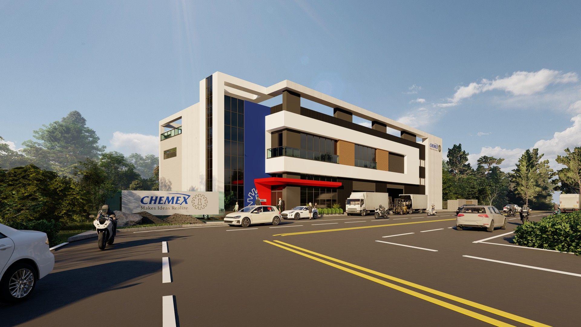 Exterior concept rendering of the planned CHEMEX Xinji plant; production expected in 2028